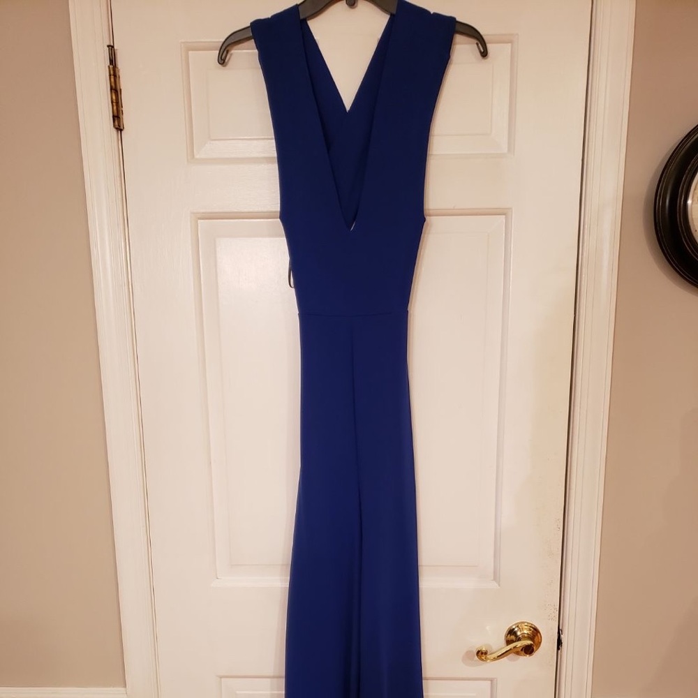 a dark royal blue jumpsuit